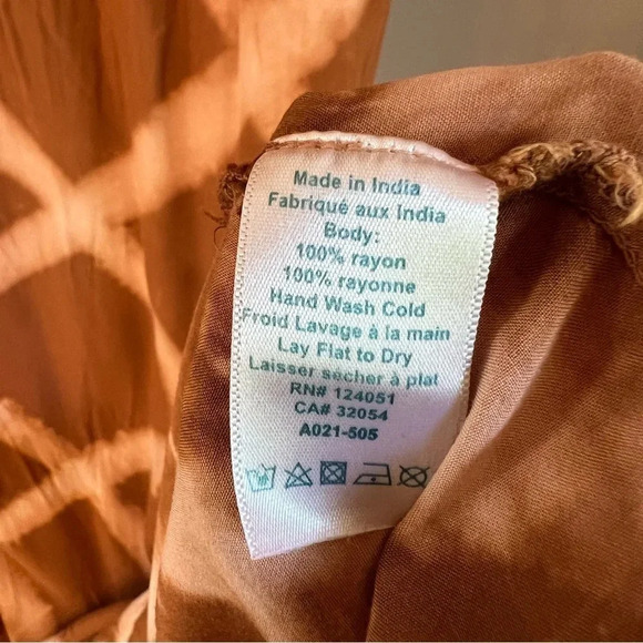 The Odells Anthropologie Morgana Midi Dress Brown Tan Cream Small Coastal Boho - Picture 7 of 7